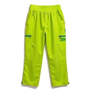 ZUMBA Y2K Neon Green Parachute Cargo Pants M Athleisure Utility Streetwear Dance